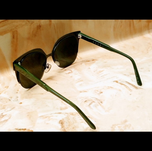 Marni Cat-Eye Acetate Sunglasses Womens Deep Olive - Picture 3 of 5